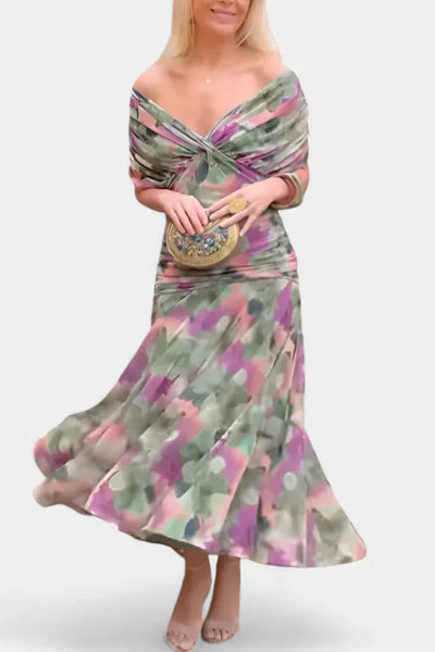 Florayne™ - Elegantes Fließendes Midikleid mit V-Ausschnitt