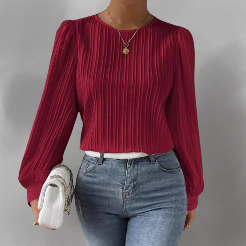 Elevelle™ – Elegante Plissee-Bluse mit Langen Ärmeln