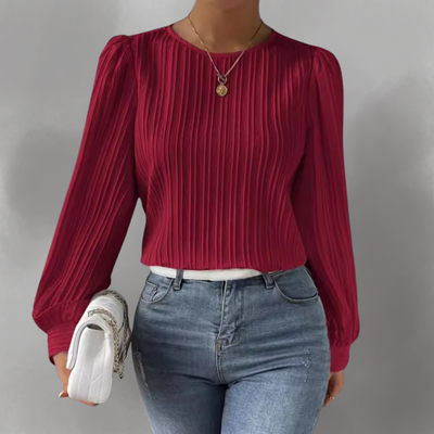 Elevelle™ – Elegante Plissee-Bluse mit Langen Ärmeln