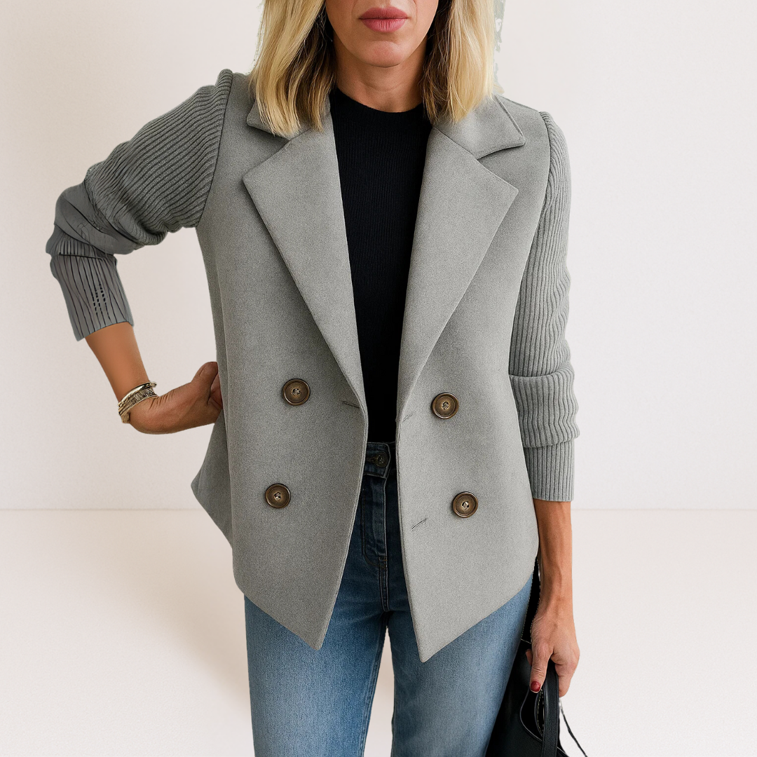 Martine™ -  Elegante Jacke mit Gestrickten Ärmeln