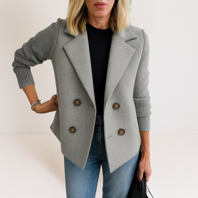 Martine™ -  Elegante Jacke mit Gestrickten Ärmeln