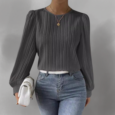 Elevelle™ – Elegante Plissee-Bluse mit Langen Ärmeln