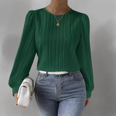 Elevelle™ – Elegante Plissee-Bluse mit Langen Ärmeln
