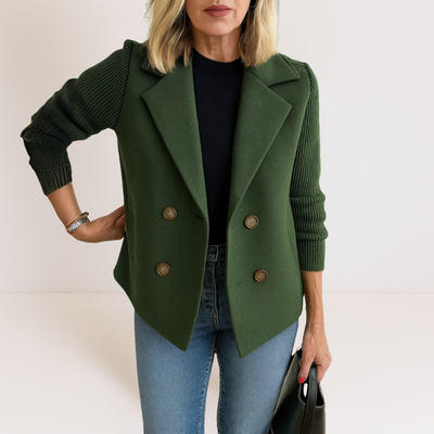 Martine™ -  Elegante Jacke mit Gestrickten Ärmeln