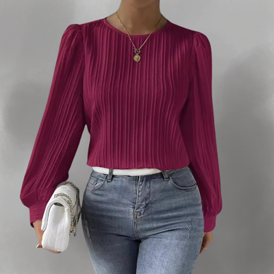 Elevelle™ – Elegante Plissee-Bluse mit Langen Ärmeln