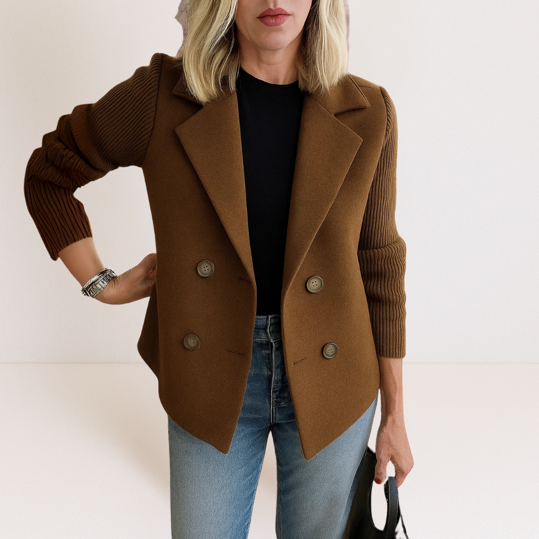 Martine™ -  Elegante Jacke mit Gestrickten Ärmeln