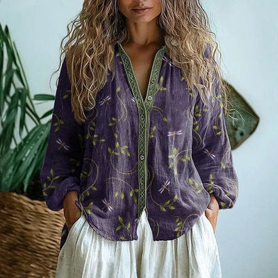 Ebba™ - Elegante Bluse mit Blattmuster