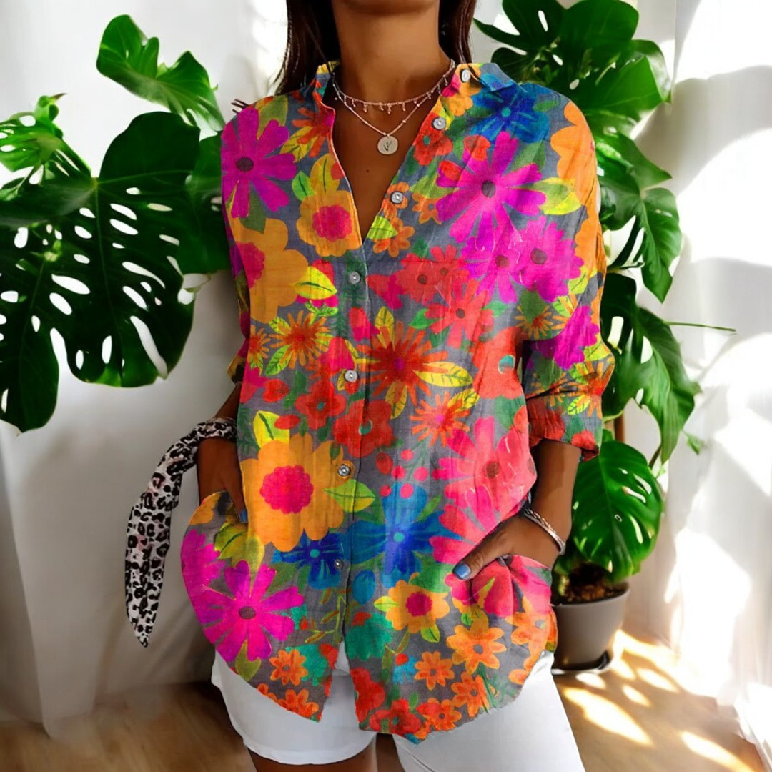Gisela™ - Vintage Blümchen Sommerliche Alltagsbluse
