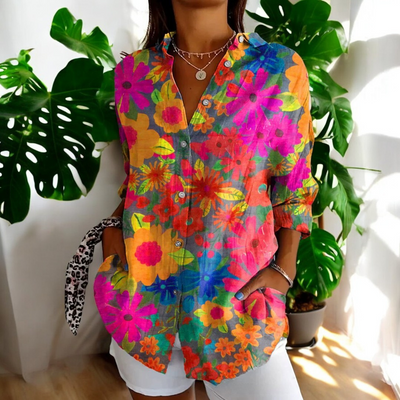Gisela™ - Vintage Blümchen Sommerliche Alltagsbluse