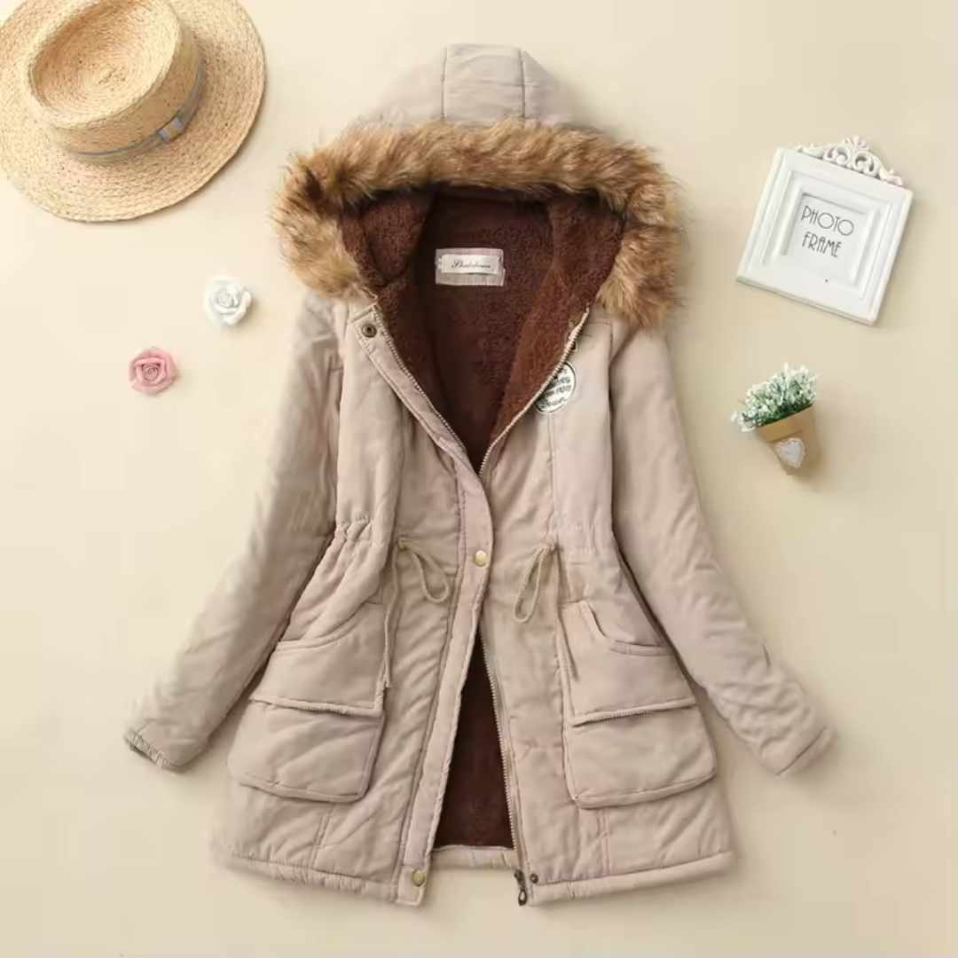 Therelle™ - Herbst-/Winterjacke mit Kapuze Stickerei und Tailliertem Schnitt