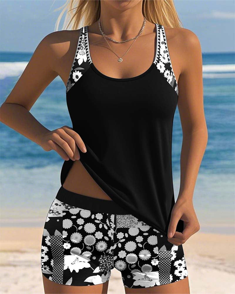 Galilea™ – Zweiteiliger Badeanzug mit bequemer Passform und blumigem Strandstil