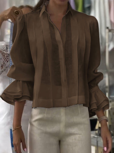 Flaria™ - Luftige & lockere Bluse mit Falten und Gerüschten Ärmeln