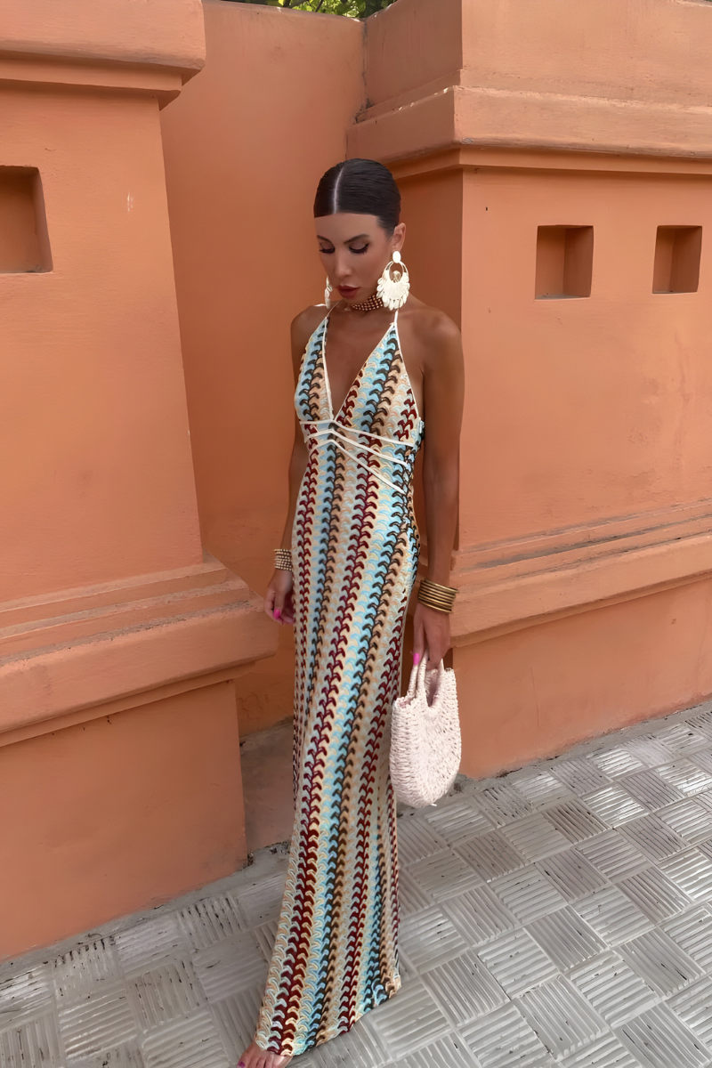 Elarra™ – Boho-Schick Maxikleid mit Offenem Rücken