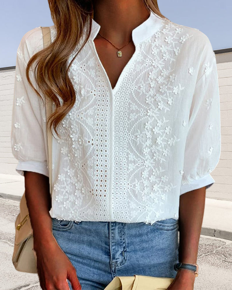 Lurielle™ – Bestickte Bluse mit Stehkragen