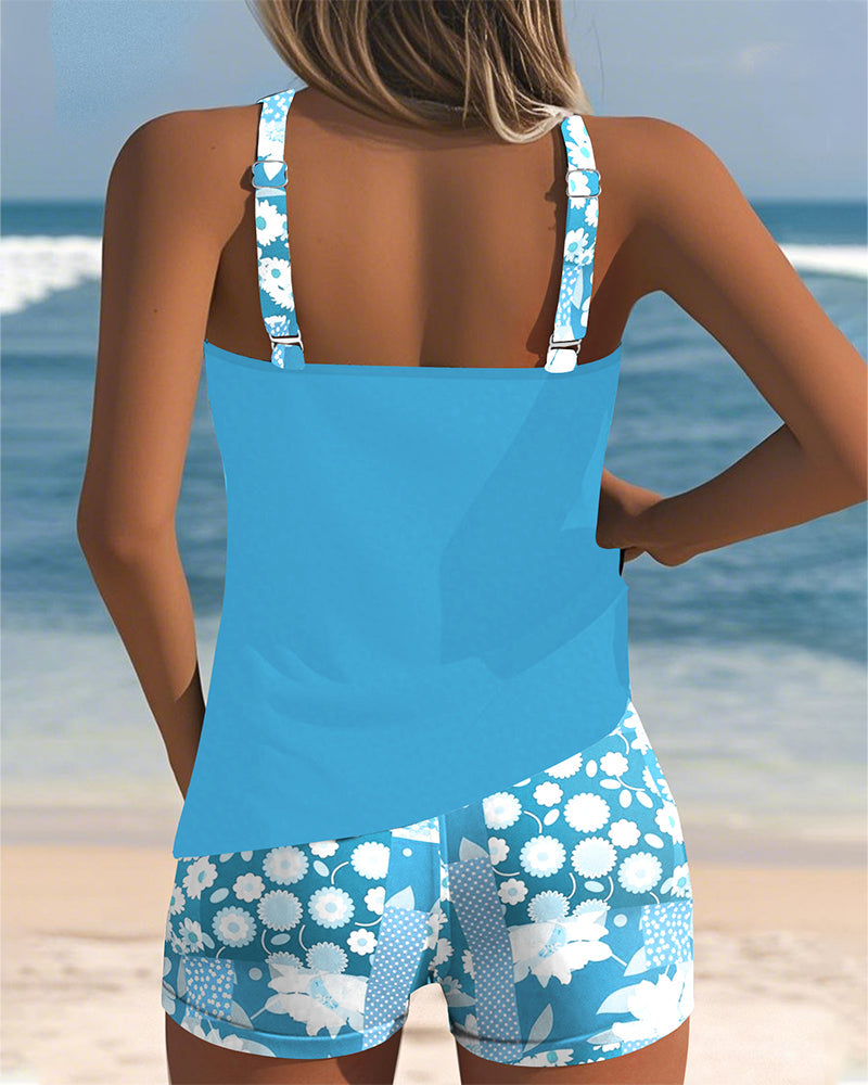 Galilea™ – Zweiteiliger Badeanzug mit bequemer Passform und blumigem Strandstil