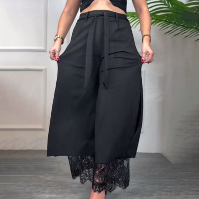 Lacera™ – Stilvolle Weitbein-Hose mit Transparentem Spitzeneinsatz