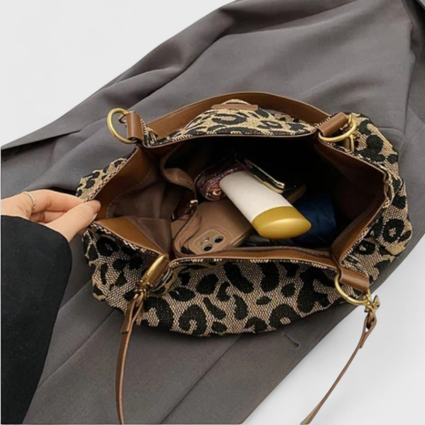 Savari™ – Einkaufstasche aus Canvas mit Leopardenmuster