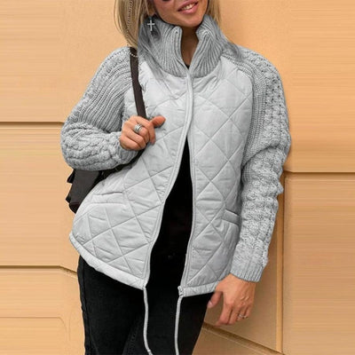 Auvia™ – Damenjacke Aus Gestricktem Patchwork Leichte und Stilvolle Daunenjacke