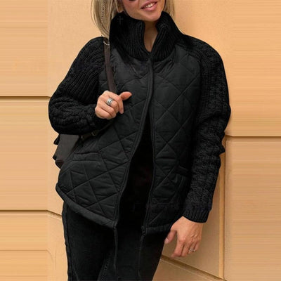 Auvia™ – Damenjacke Aus Gestricktem Patchwork Leichte und Stilvolle Daunenjacke