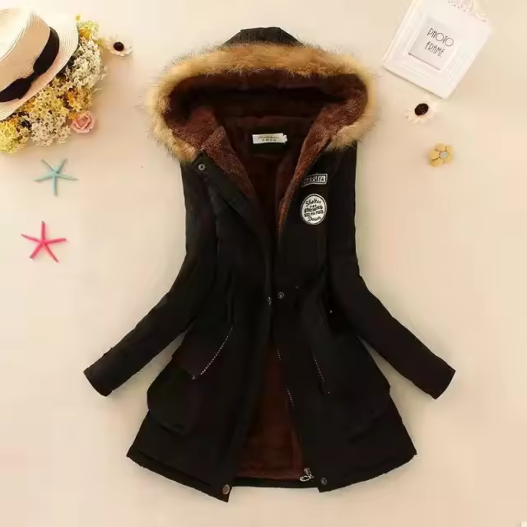 Therelle™ - Herbst-/Winterjacke mit Kapuze Stickerei und Tailliertem Schnitt