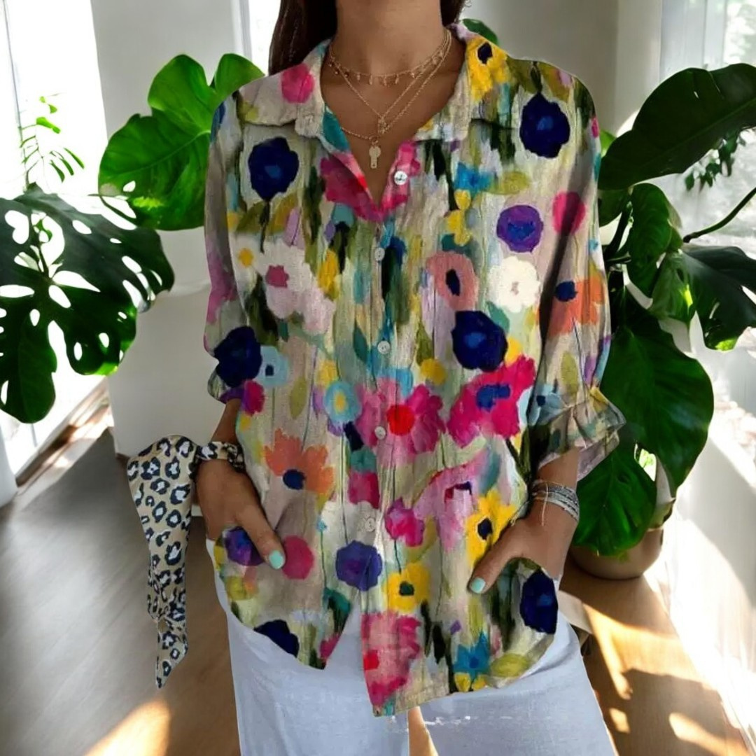 Gisela™ - Vintage Blümchen Sommerliche Alltagsbluse