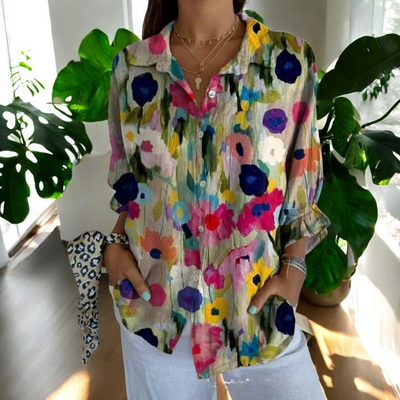 Gisela™ - Vintage Blümchen Sommerliche Alltagsbluse