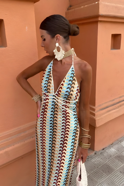 Elarra™ – Boho-Schick Maxikleid mit Offenem Rücken