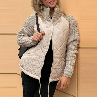 Auvia™ – Damenjacke Aus Gestricktem Patchwork Leichte und Stilvolle Daunenjacke