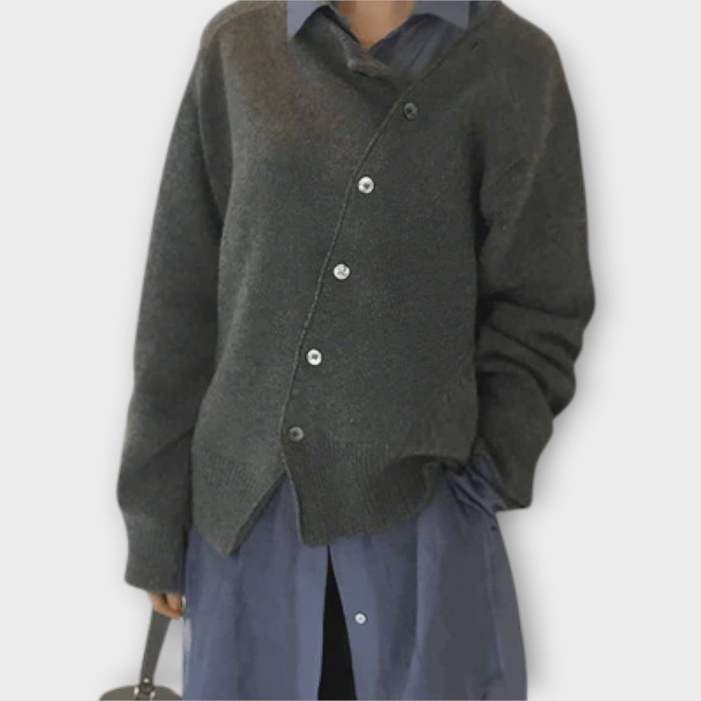 Asymmetrischer Knopf-Cardigan – Mühelose Raffinesse mit modernem Twist