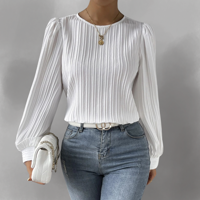 Elevelle™ – Elegante Plissee-Bluse mit Langen Ärmeln
