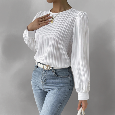 Elevelle™ – Elegante Plissee-Bluse mit Langen Ärmeln