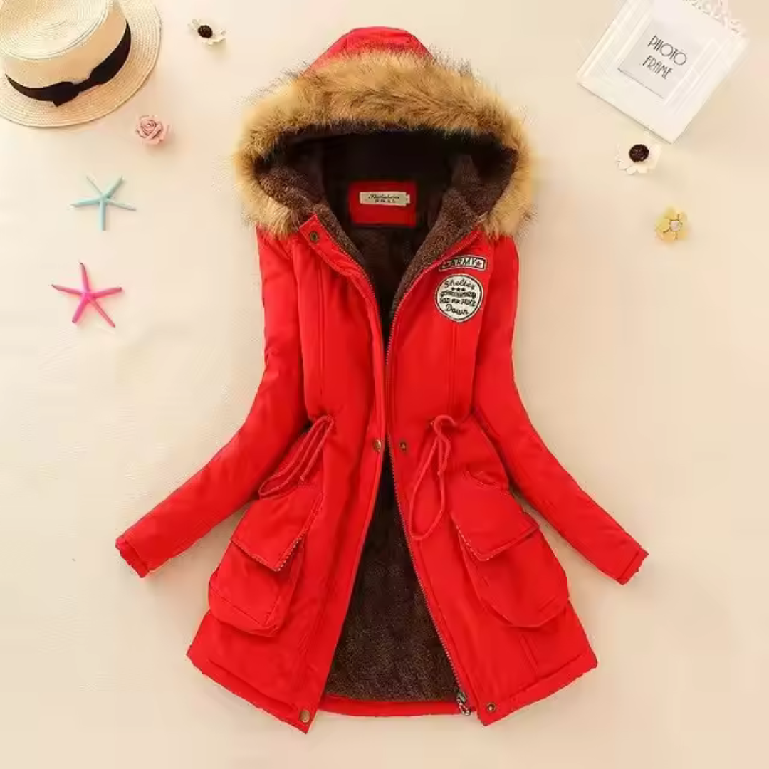Therelle™ - Herbst-/Winterjacke mit Kapuze Stickerei und Tailliertem Schnitt
