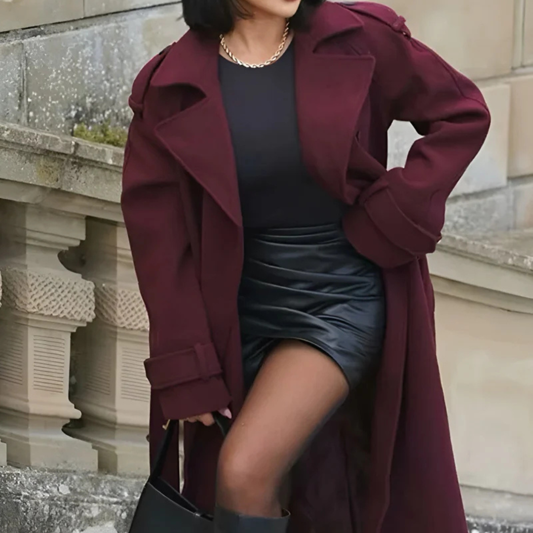Merone™ - Eleganter Klassischer Weinroter Mantel