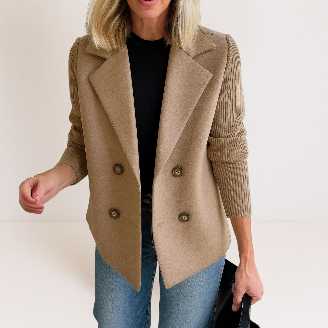 Martine™ -  Elegante Jacke mit Gestrickten Ärmeln