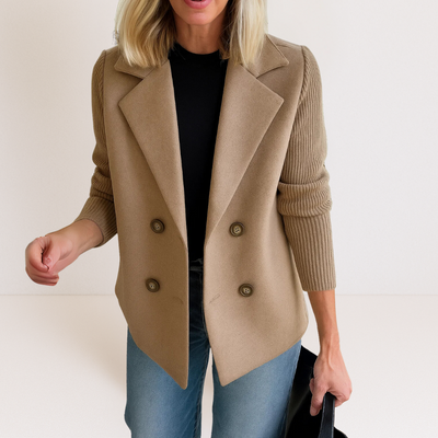Martine™ -  Elegante Jacke mit Gestrickten Ärmeln