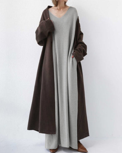 Serenya™ - Modisches Kleid mit langen Ärmeln und V-Ausschnitt