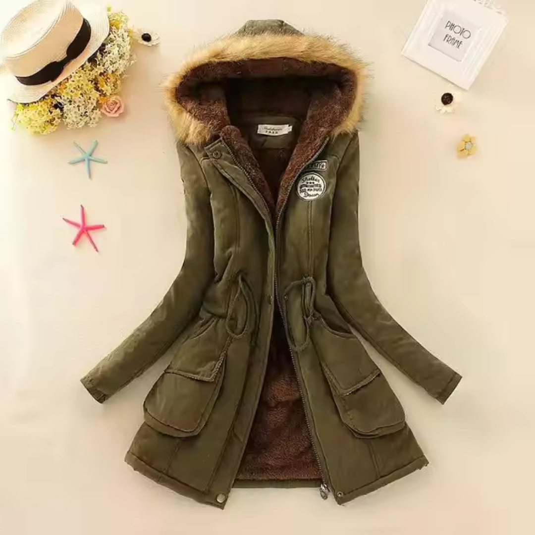 Therelle™ - Herbst-/Winterjacke mit Kapuze Stickerei und Tailliertem Schnitt