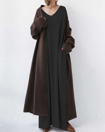 Serenya™ - Modisches Kleid mit langen Ärmeln und V-Ausschnitt