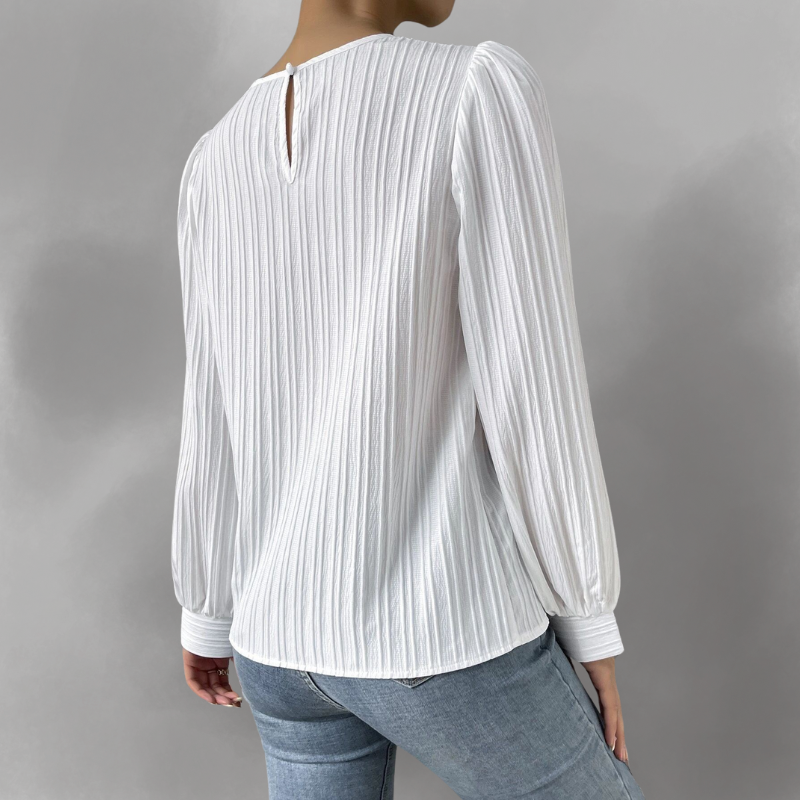 Elevelle™ – Elegante Plissee-Bluse mit Langen Ärmeln