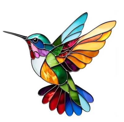 Åke™ - Mehrfarbige hypoallergene Edelstahl-Kolibri-Halskette