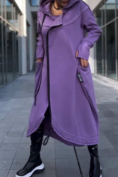 Siera™ - Bequemes Langes Fließendes Kleid mit Kapuze