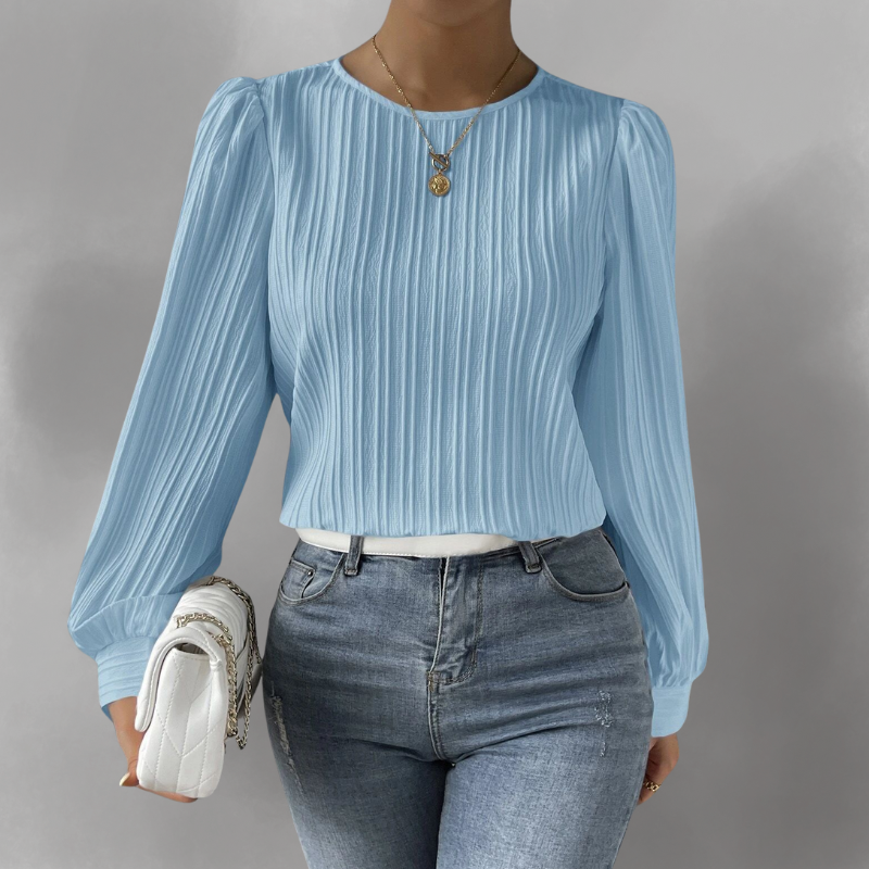 Elevelle™ – Elegante Plissee-Bluse mit Langen Ärmeln
