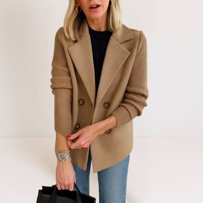 Martine™ -  Elegante Jacke mit Gestrickten Ärmeln