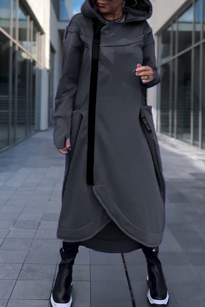Siera™ - Bequemes Langes Fließendes Kleid mit Kapuze