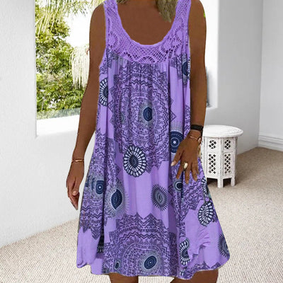 Breezia™ – Sommerliches Ärmelloses Kleid mit Print und Spitzendetails für Damen
