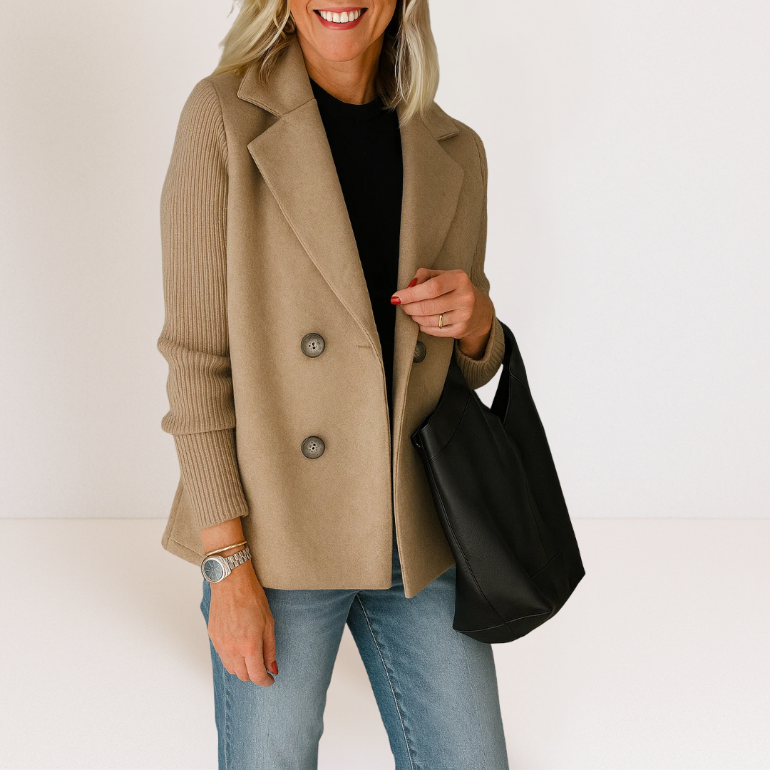 Martine™ -  Elegante Jacke mit Gestrickten Ärmeln