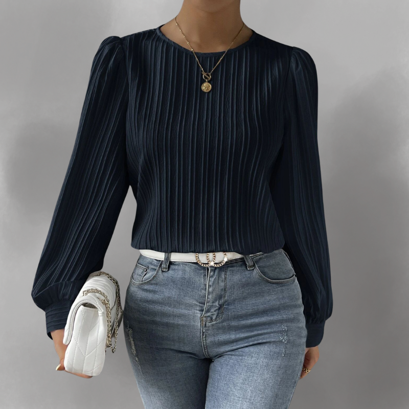 Elevelle™ – Elegante Plissee-Bluse mit Langen Ärmeln