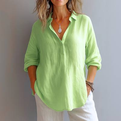 Ondine™ – Elegante Leinenbluse mit V-Ausschnitt