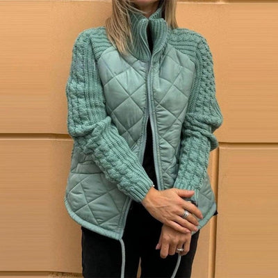 Auvia™ – Damenjacke Aus Gestricktem Patchwork Leichte und Stilvolle Daunenjacke