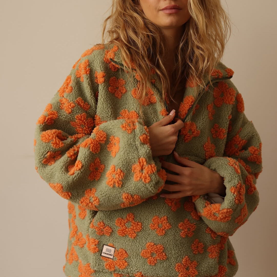 Vellina™ - Blommig Warmer Fleece-Pullover